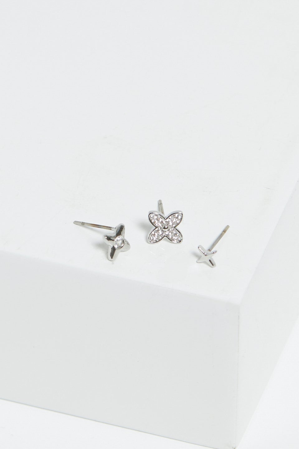 Jon Richard Silver Plated Clover Earrings Pack Of 3