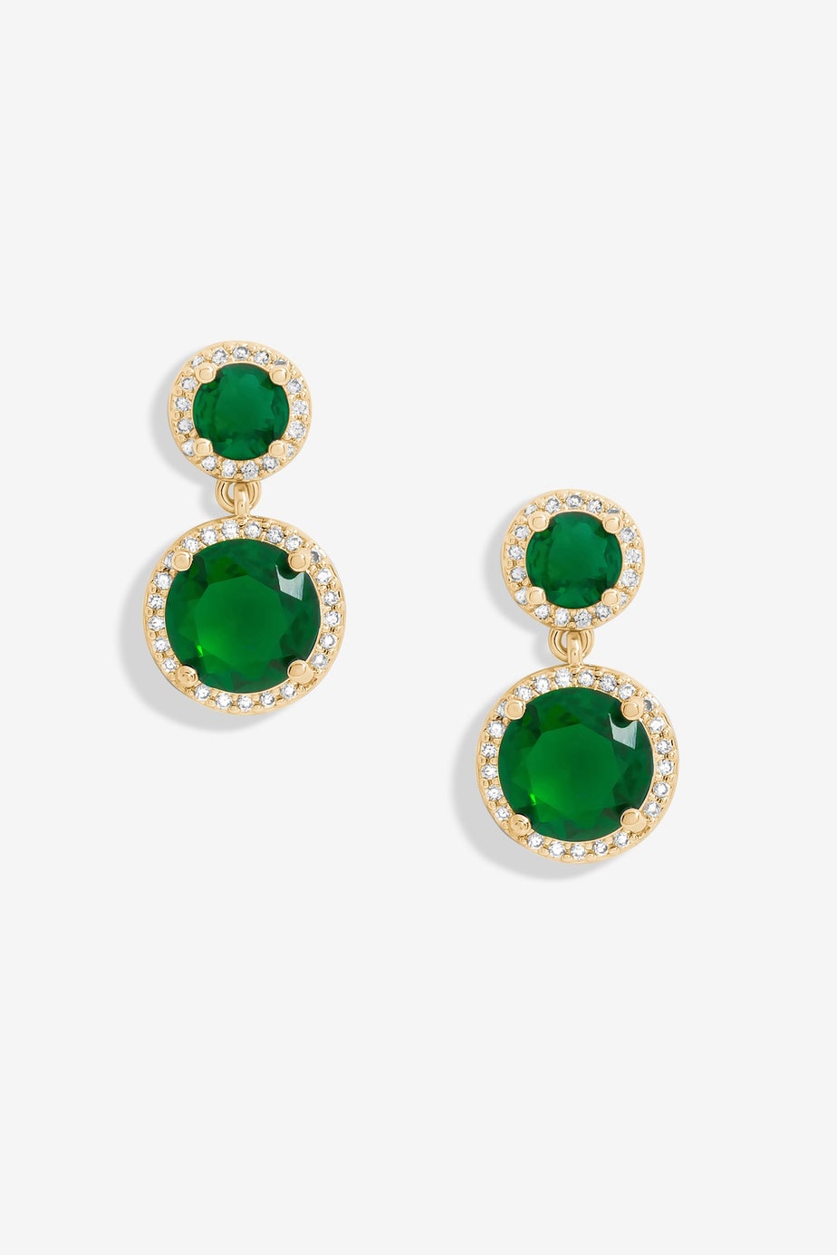Jon Richard Gold Plated & Emerald Double Halo Earrings