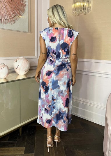 AX Paris Multi Smudge Print Dipped Hem Midi Dress