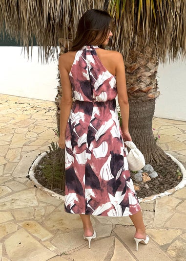 AX Paris Multi Floral Print Halter Neck High Low Hem Midi Dress