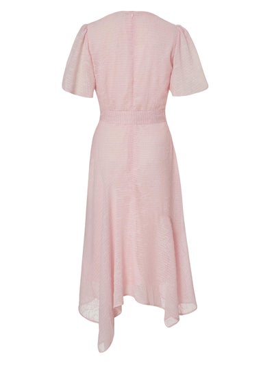 Quiz Pink Petite Textured Chiffon Midi Dress