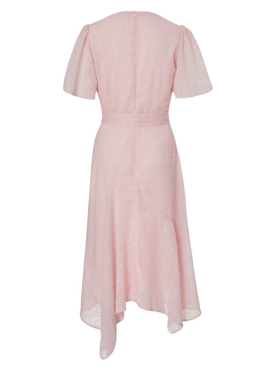 Quiz Pink Petite Textured Chiffon Midi Dress