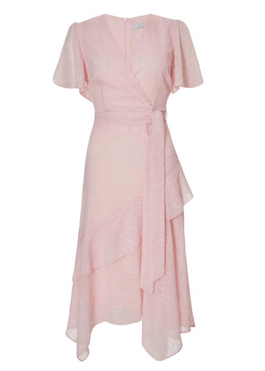 Quiz Pink Petite Textured Chiffon Midi Dress