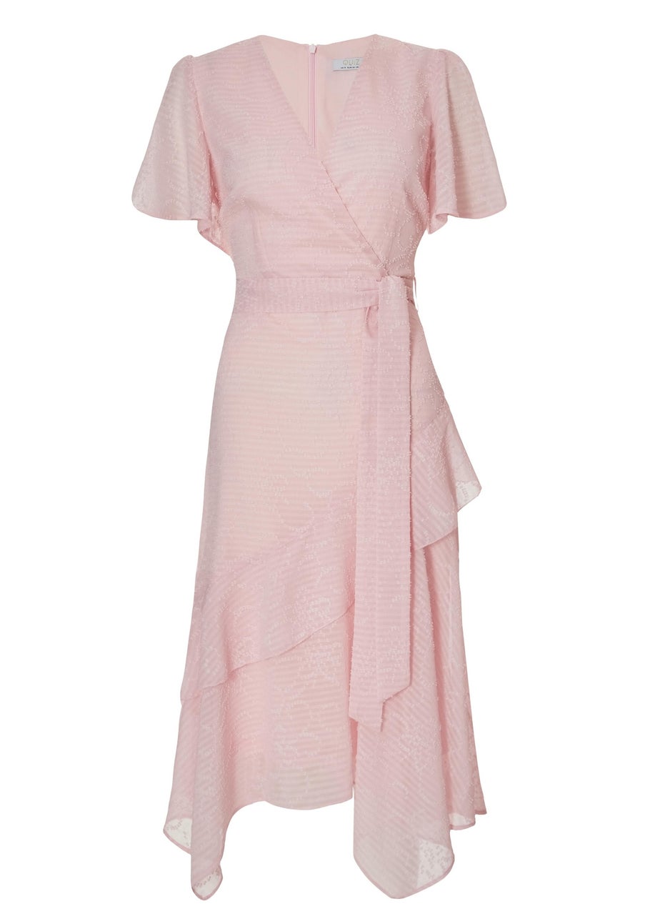 Quiz Pink Petite Textured Chiffon Midi Dress