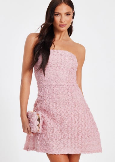Quiz Pink Floral Bandeau Mini Dress