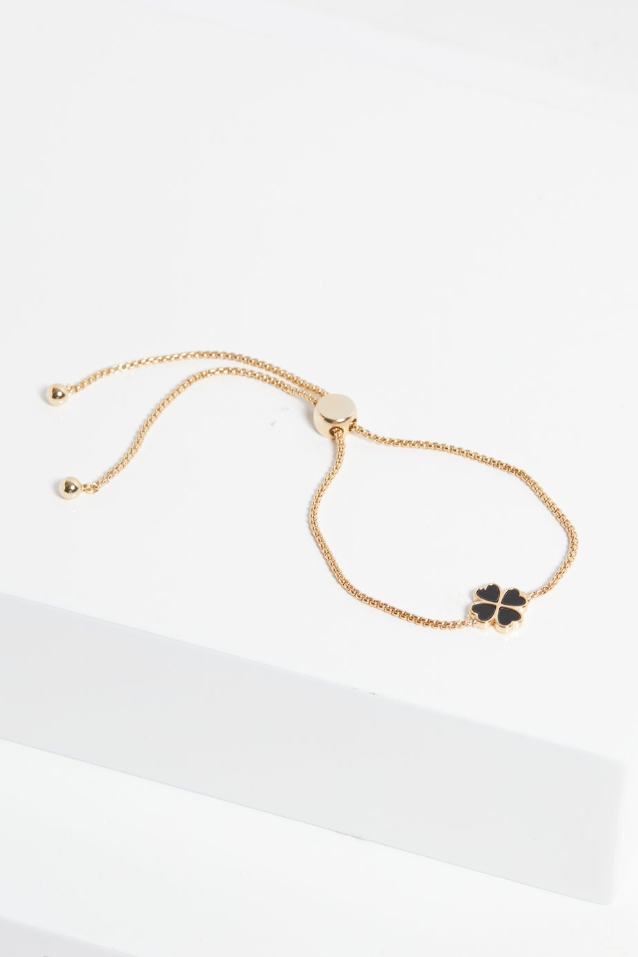 Jon Richard Gold Plated & Jet Enamel Heart Clover Toggle Bracelet