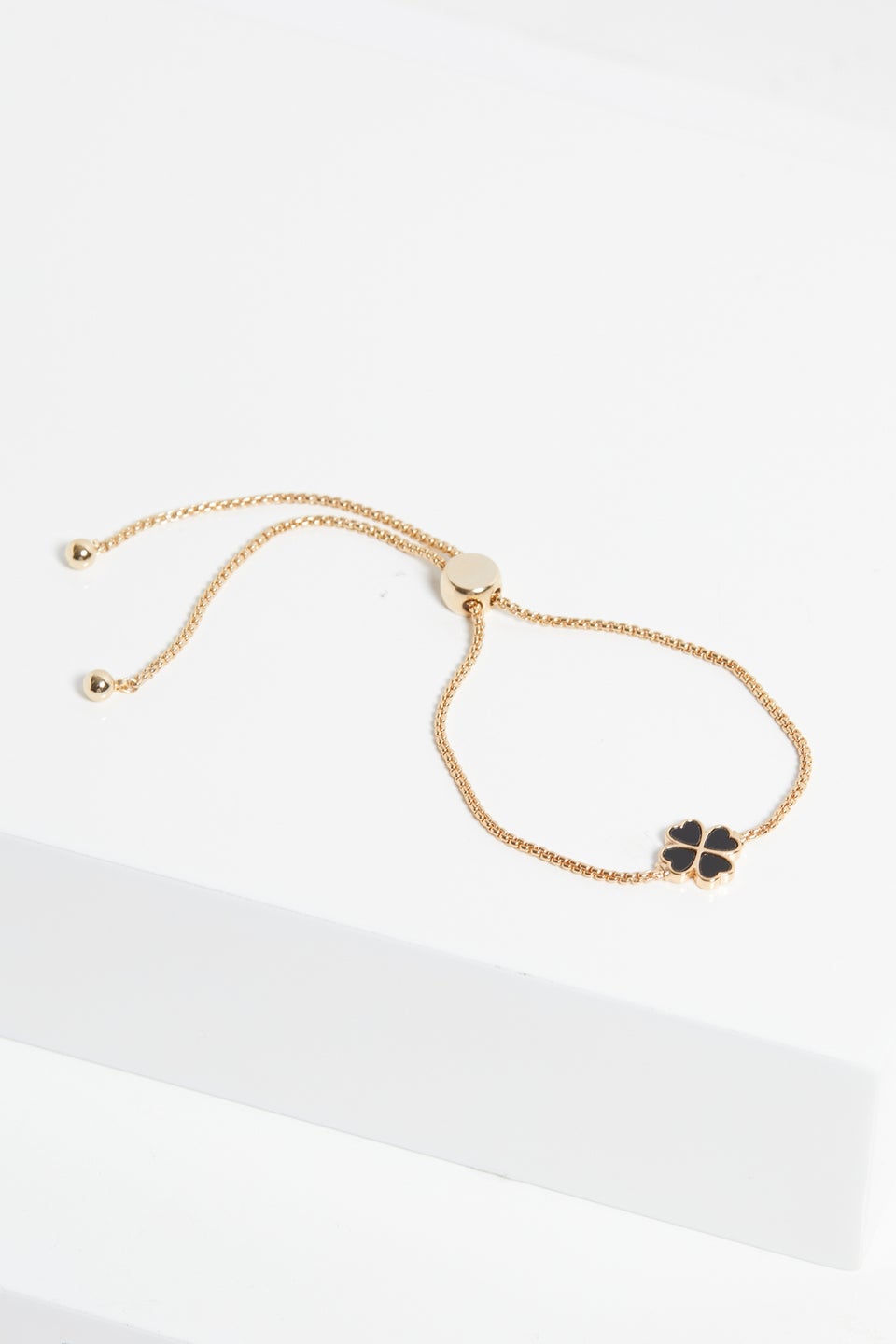Jon Richard Gold Plated & Jet Enamel Heart Clover Toggle Bracelet