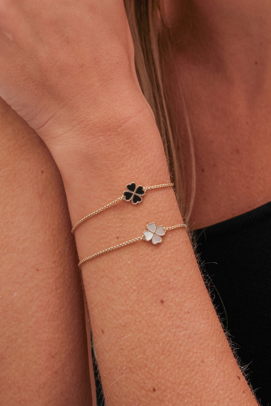 Jon Richard Gold Plated & Jet Enamel Heart Clover Toggle Bracelet
