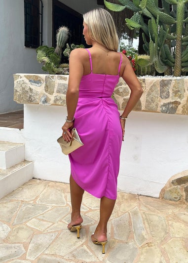 AX Paris Pink Strappy Wrap Top Gathered Skirt Midi Dress