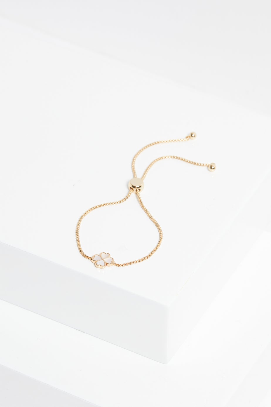 Jon Richard Gold Plated & Mother Of Pearl Enamel Heart Clover Toggle Bracelet