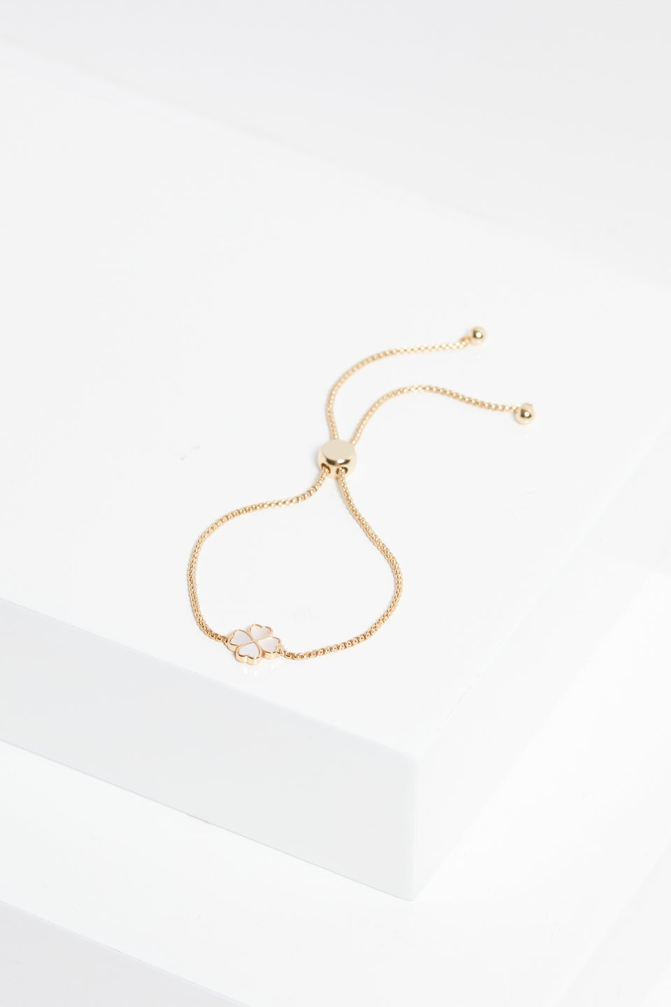 Jon Richard Gold Plated & Mother Of Pearl Enamel Heart Clover Toggle Bracelet