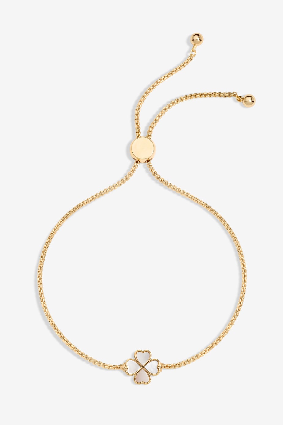 Jon Richard Gold Plated & Mother Of Pearl Enamel Heart Clover Toggle Bracelet