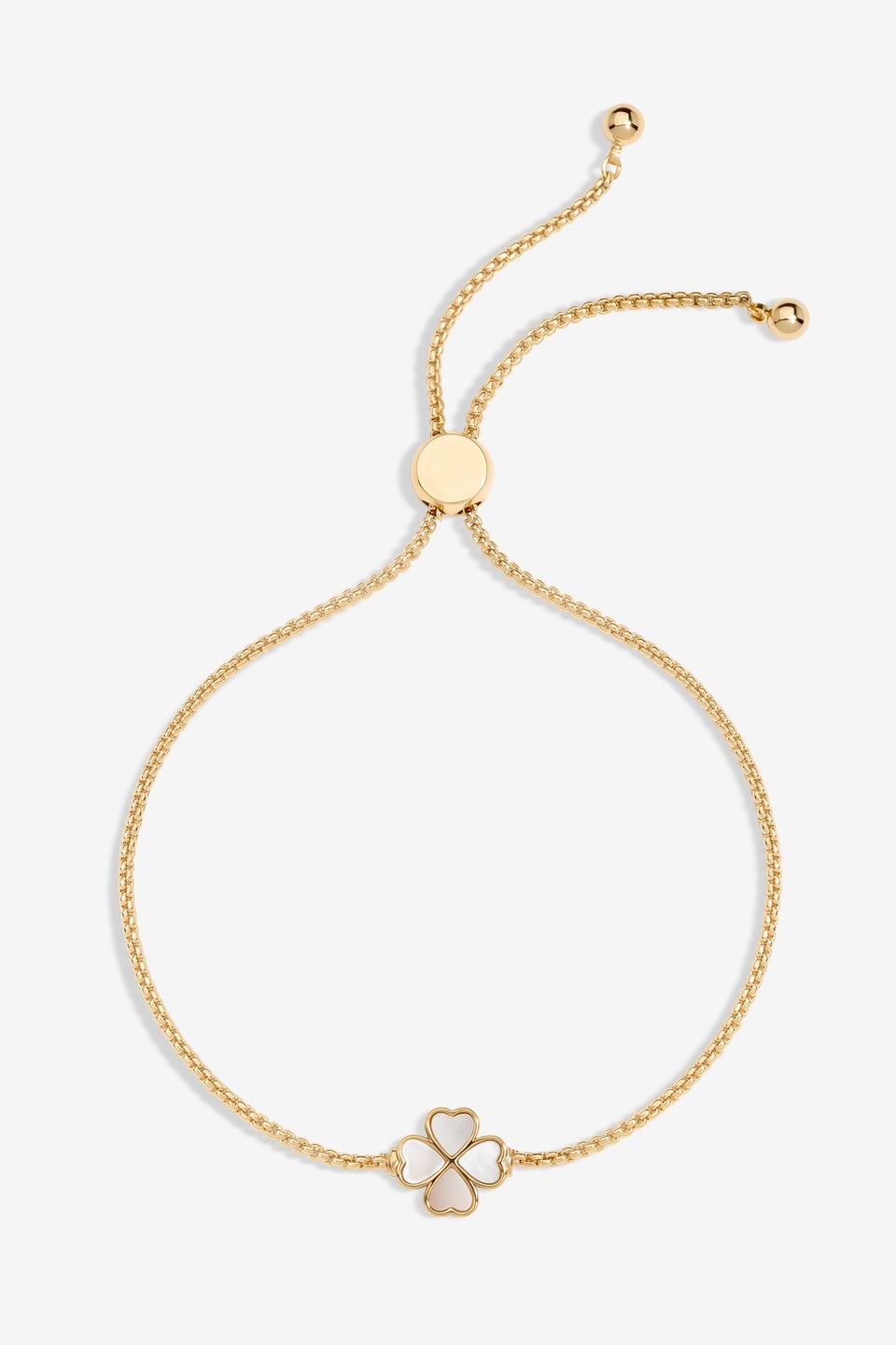 Jon Richard Gold Plated & Mother Of Pearl Enamel Heart Clover Toggle Bracelet