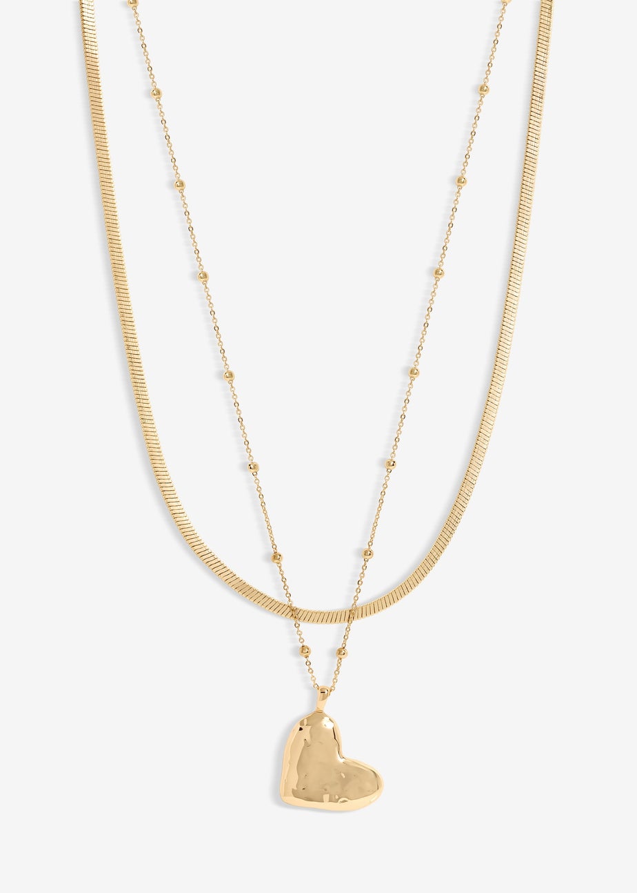 Jon Richard Gold Plated Double Row Molten Heart Necklace