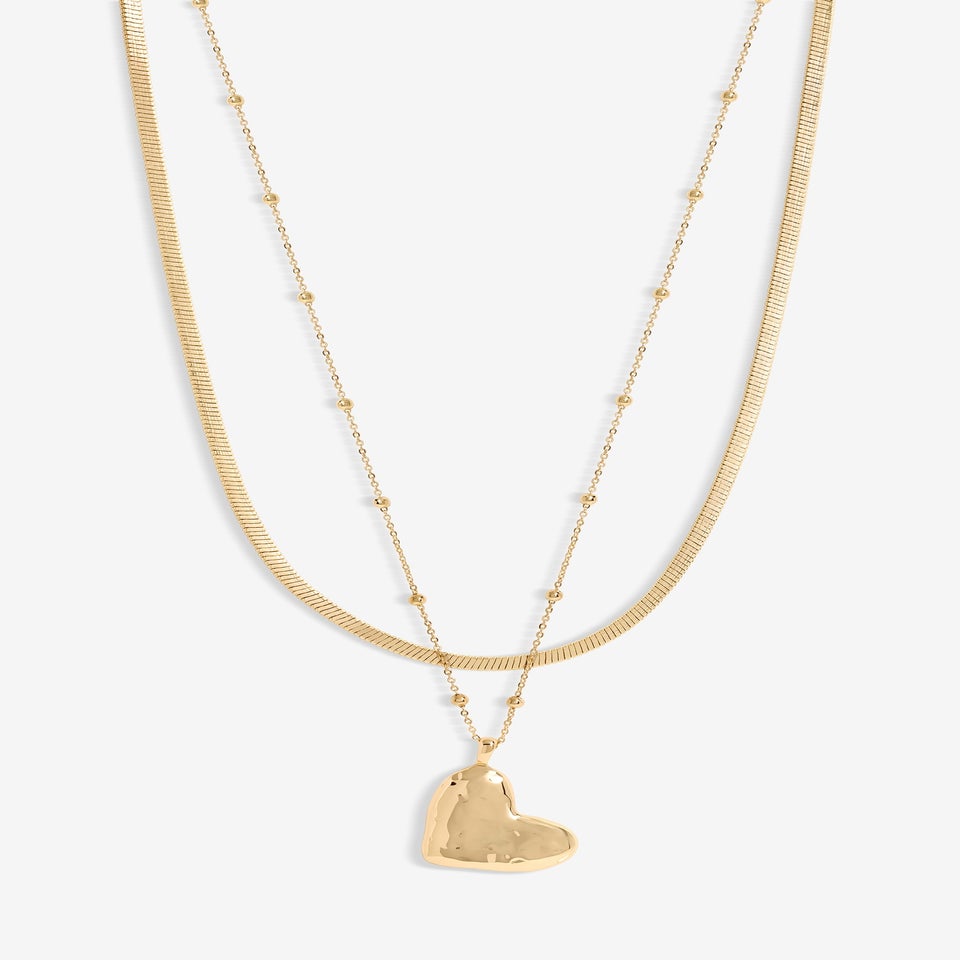 Jon Richard Gold Plated Double Row Molten Heart Necklace