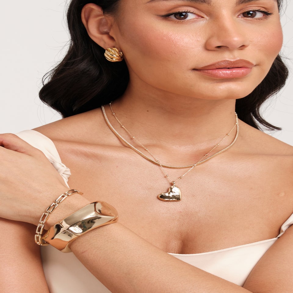 Jon Richard Gold Plated Double Row Molten Heart Necklace