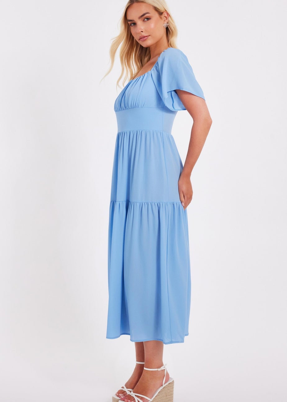 Quiz Blue Tiered Midaxi Dress