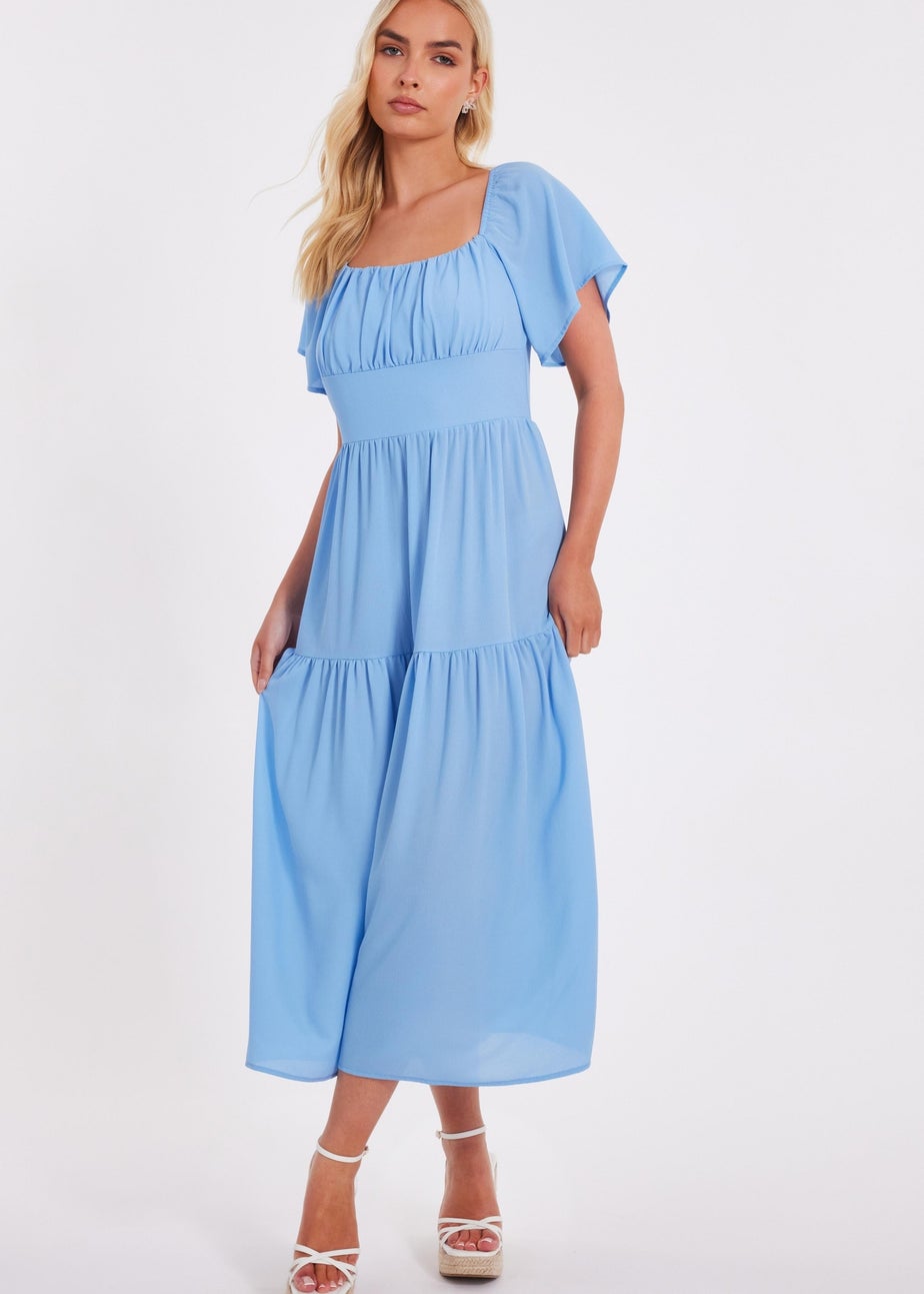 Quiz Blue Tiered Midaxi Dress