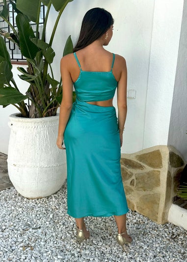 AX Paris Turquoise Asymmetric Cut Out Strappy Midi Dress
