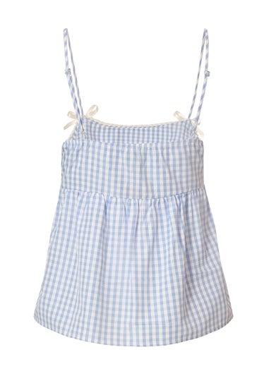 Quiz Blue Gingham Strappy Peplum Top
