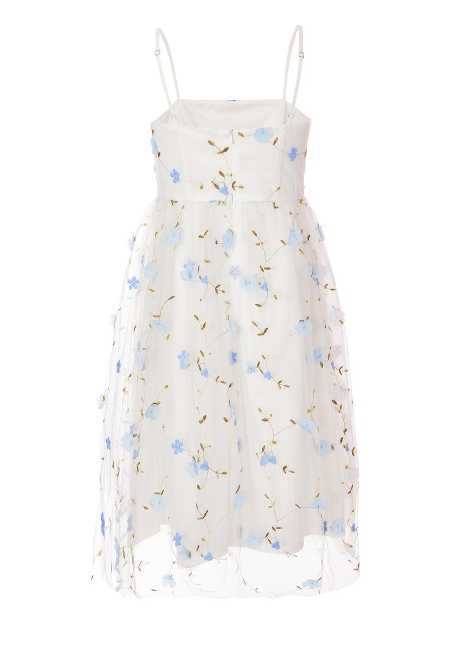 Quiz White Embroidered Floral Midi Dress