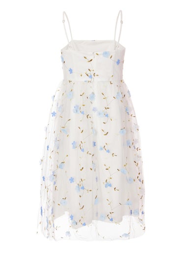 Quiz White Embroidered Floral Midi Dress