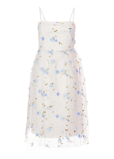 Quiz White Embroidered Floral Midi Dress