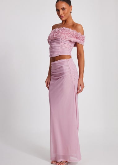 Quiz Pink Floral Mesh Top