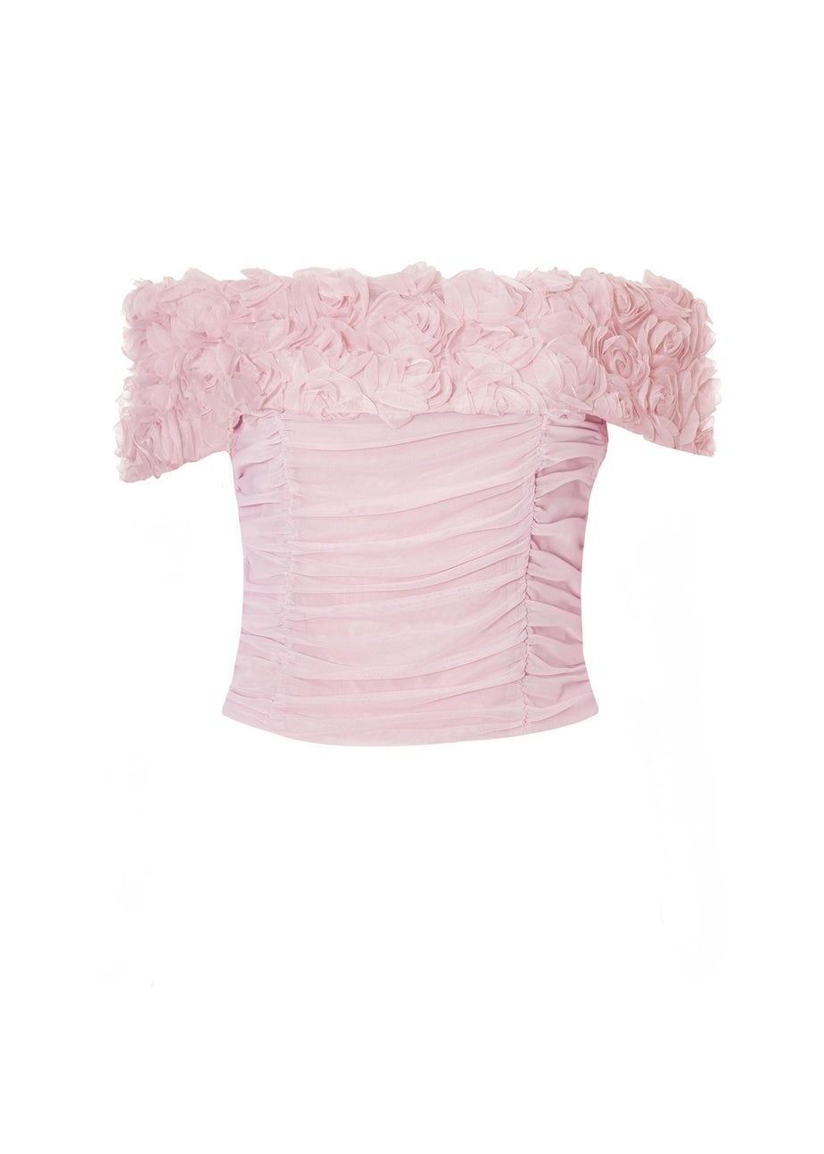 Quiz Pink Floral Mesh Top