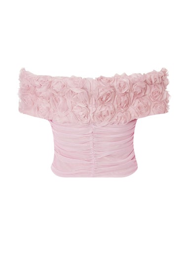 Quiz Pink Floral Mesh Top