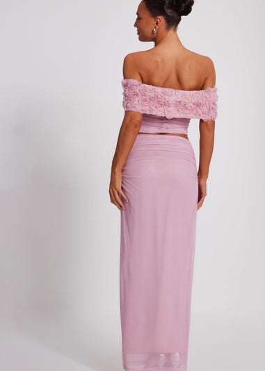 Quiz Pink Floral Mesh Top