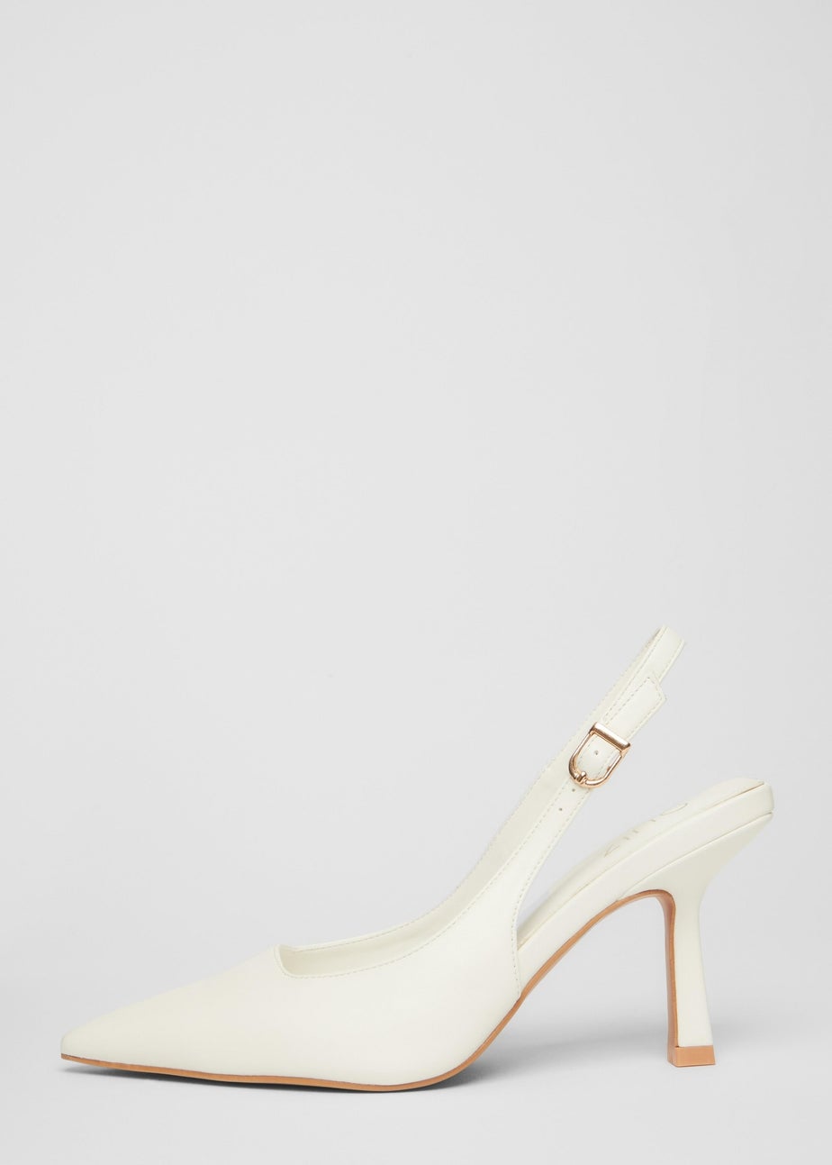 Quiz White Faux Leather Court Heels