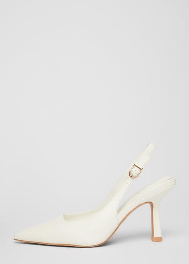 Quiz White Faux Leather Court Heels