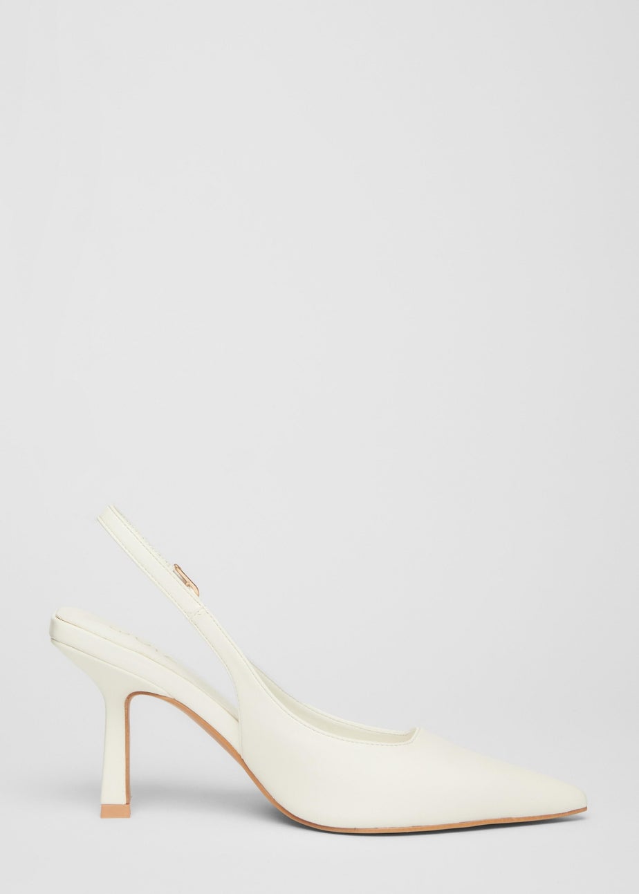 Quiz White Faux Leather Court Heels