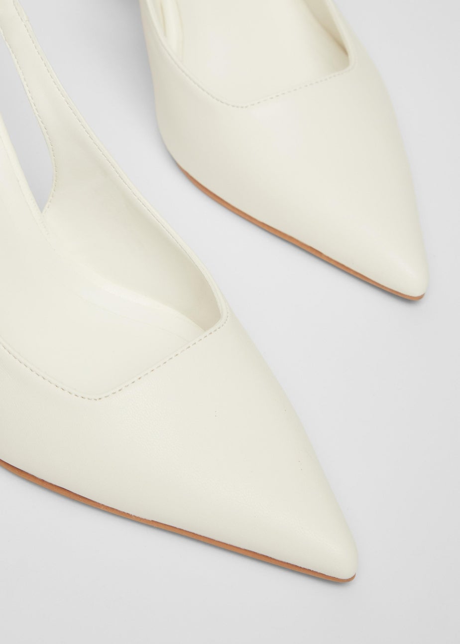 Quiz White Faux Leather Court Heels
