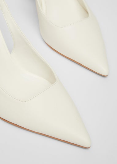 Quiz White Faux Leather Court Heels