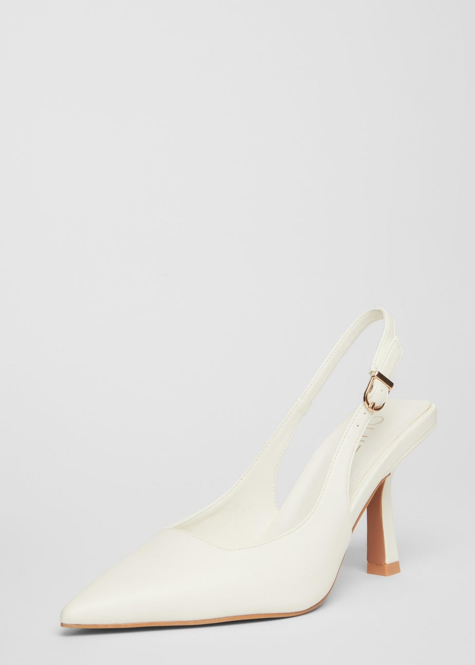 Quiz White Faux Leather Court Heels