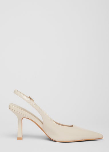 Quiz Natural Patent Slingback Low Court Heels