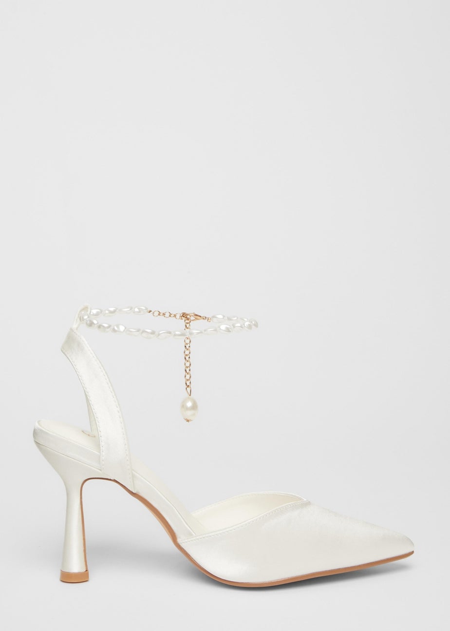 Quiz White Satin Court Heels