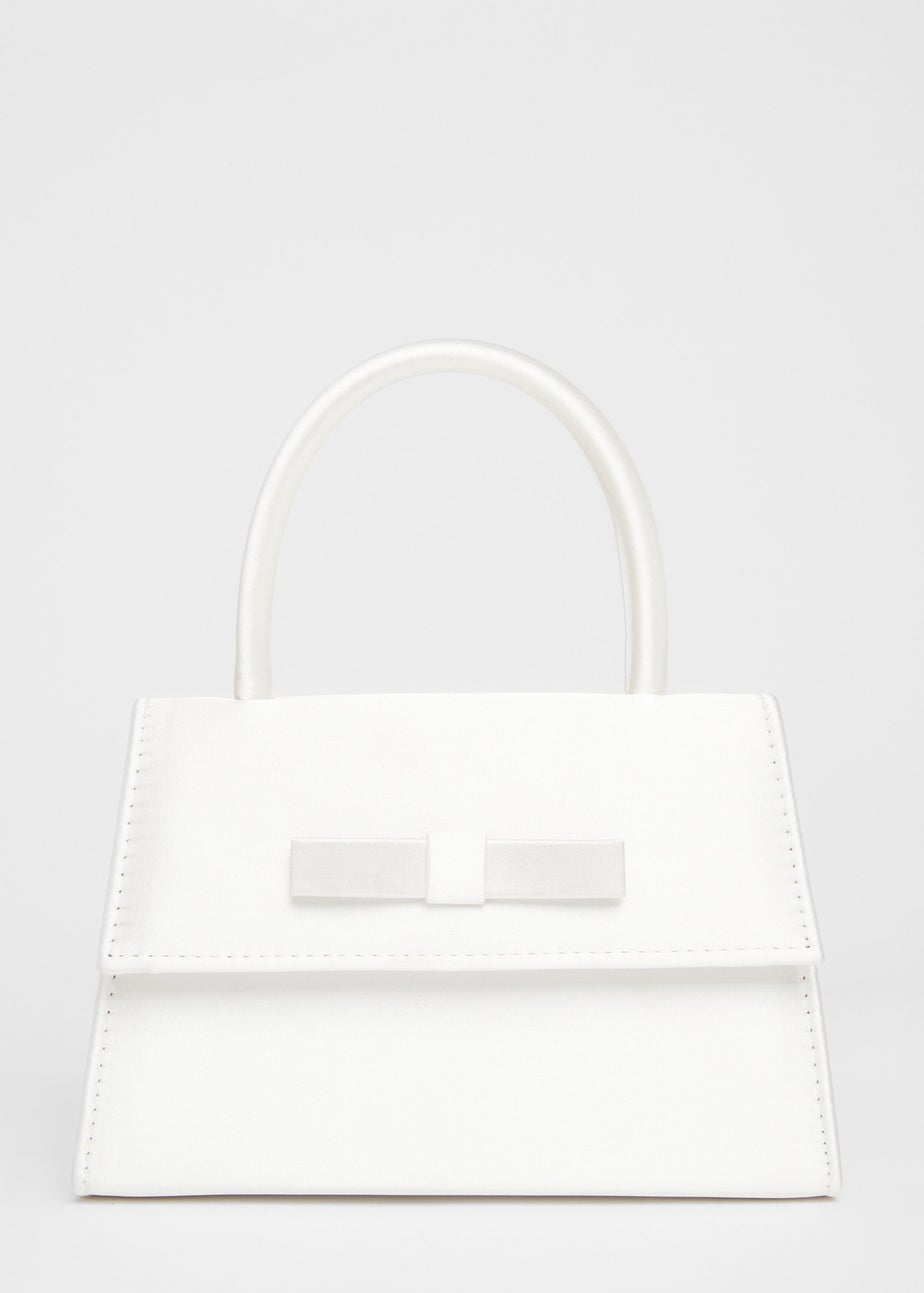 Quiz White Satin Top Handle Bag