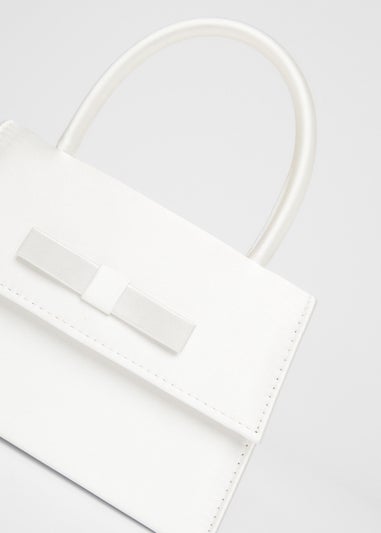 Quiz White Satin Top Handle Bag