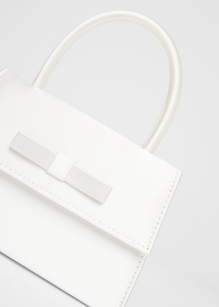Quiz White Satin Top Handle Bag
