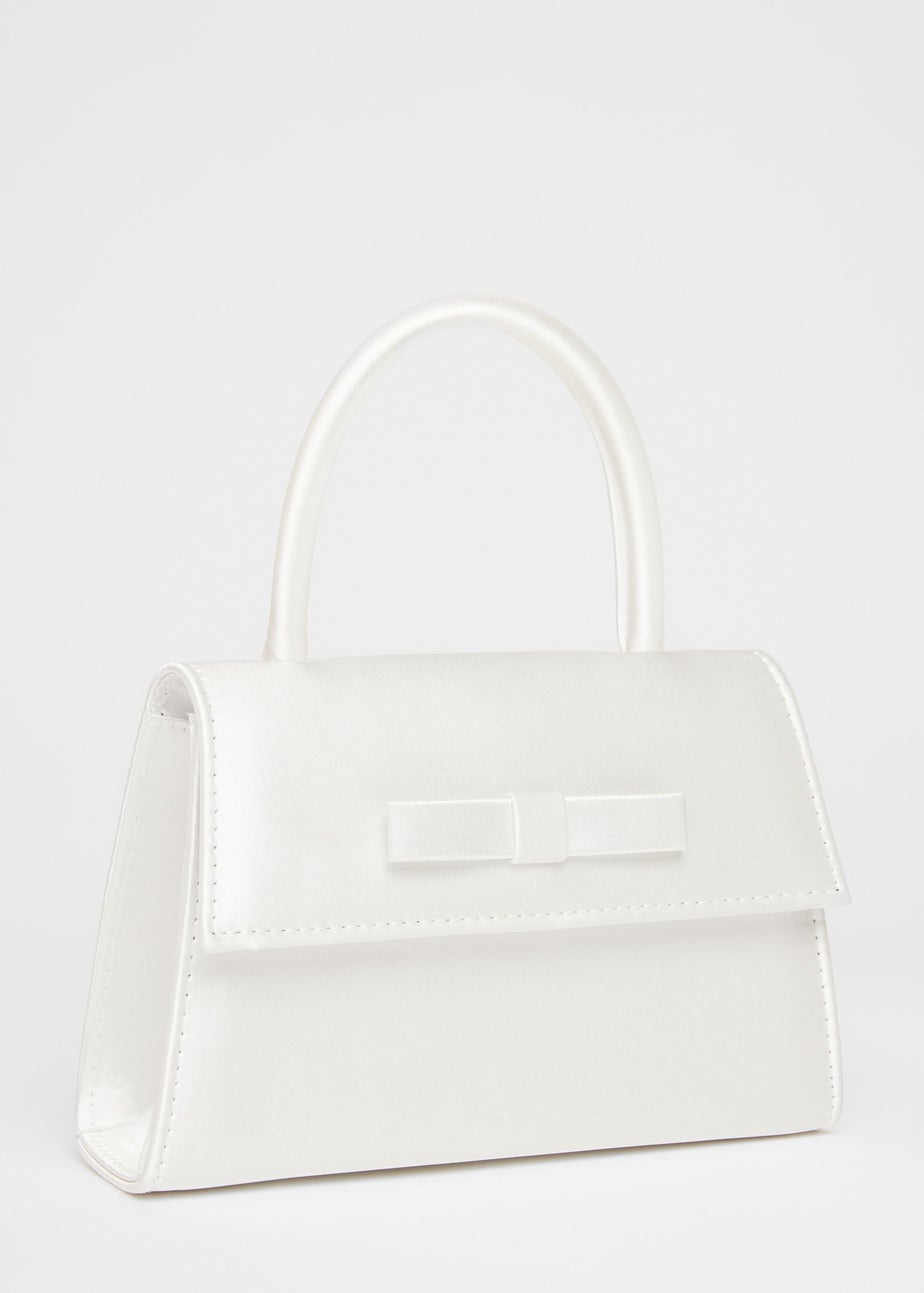 Quiz White Satin Top Handle Bag
