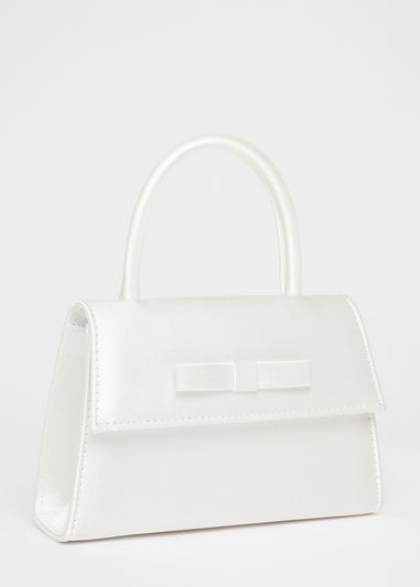 Quiz White Satin Top Handle Bag