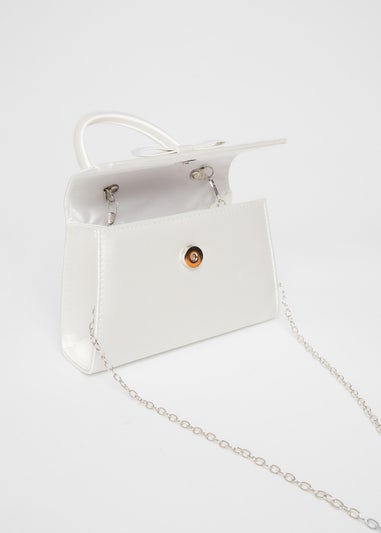 Quiz White Satin Top Handle Bag