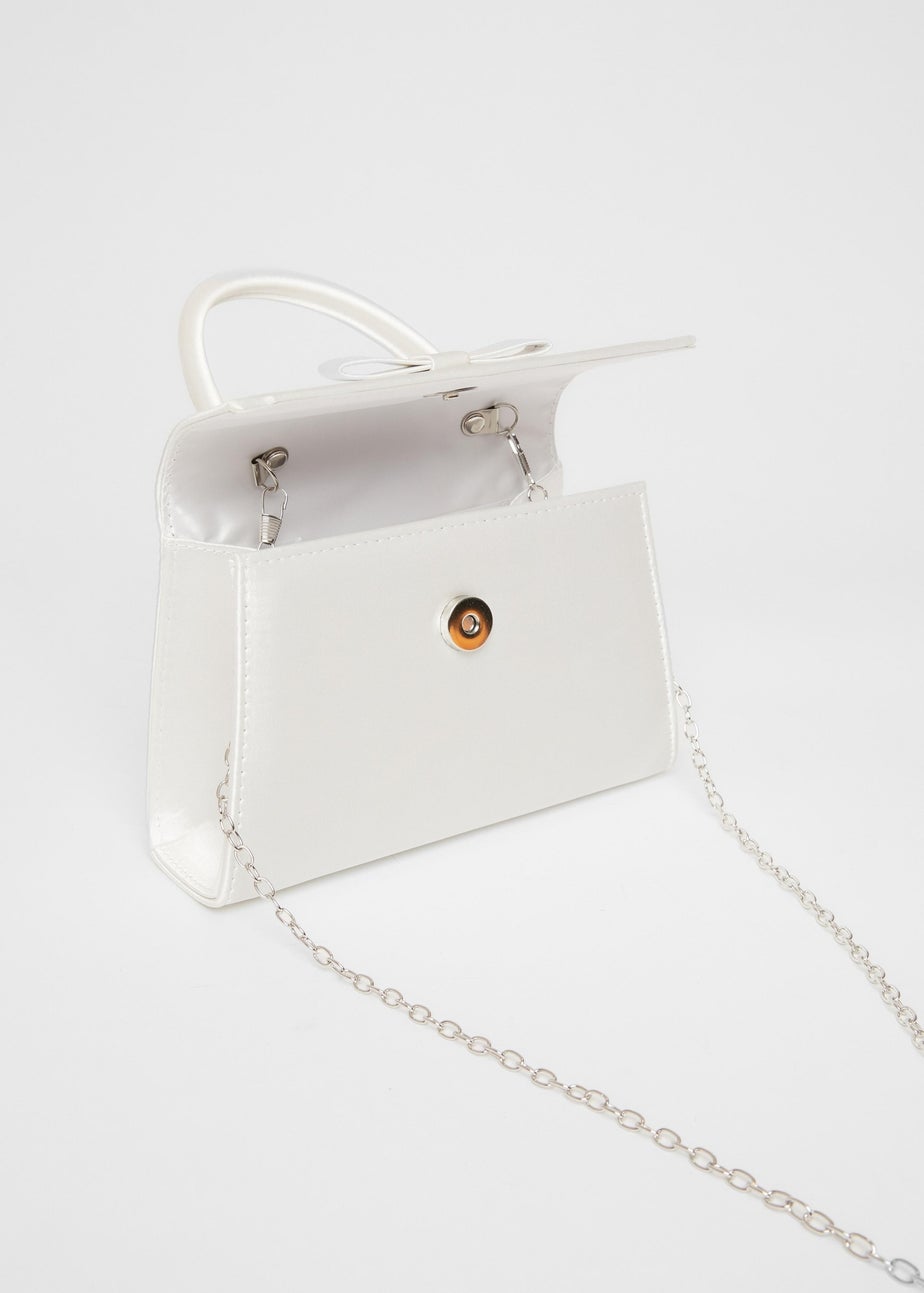 Quiz White Satin Top Handle Bag
