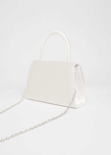 Quiz White Satin Top Handle Bag