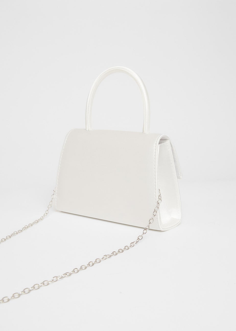 Quiz White Satin Top Handle Bag