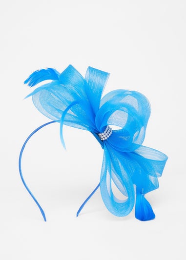 Quiz Blue Bow Diamante Headband Fascinator