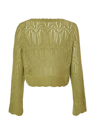 Quiz Khaki Knit Cropped Cardigan